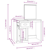 vidaXL Schminktisch mit Spiegel Grau Sonoma 90x50x132,5 cm