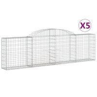 vidaXL Gabionen mit Hochbogen 5 Stk. 300x30x80/100 cm Verzinktes Eisen