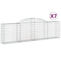 vidaXL Gabionen mit Hochbogen 7 Stk. 300x30x80/100 cm Verzinktes Eisen