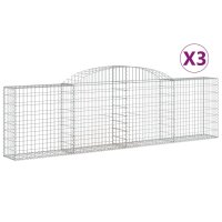 vidaXL Gabionen mit Hochbogen 3 Stk. 300x30x80/100 cm...