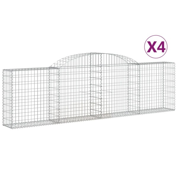 vidaXL Gabionen mit Hochbogen 4 Stk. 300x30x80/100 cm Verzinktes Eisen