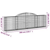 vidaXL Gabionen mit Hochbogen 4 Stk. 300x30x80/100 cm Verzinktes Eisen