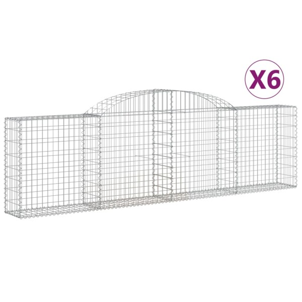 vidaXL Gabionen mit Hochbogen 6 Stk. 300x30x80/100 cm Verzinktes Eisen