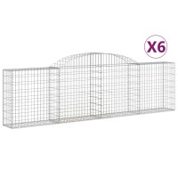 vidaXL Gabionen mit Hochbogen 6 Stk. 300x30x80/100 cm Verzinktes Eisen