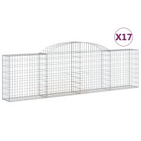 vidaXL Gabionen mit Hochbogen 17 Stk. 300x30x80/100cm Verzinktes Eisen