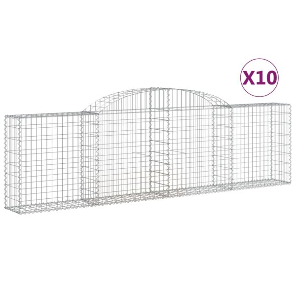 vidaXL Gabionen mit Hochbogen 10 Stk. 300x30x80/100cm Verzinktes Eisen