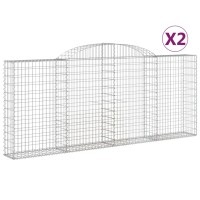 vidaXL Gabionen mit Hochbogen 2 Stk. 300x30x120/140cm...