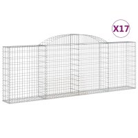 vidaXL Gabionen mit Hochbogen 17 Stk 300x30x100/120cm Verzinktes Eisen