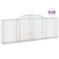 vidaXL Gabionen mit Hochbogen 20 Stk 300x30x100/120cm Verzinktes Eisen