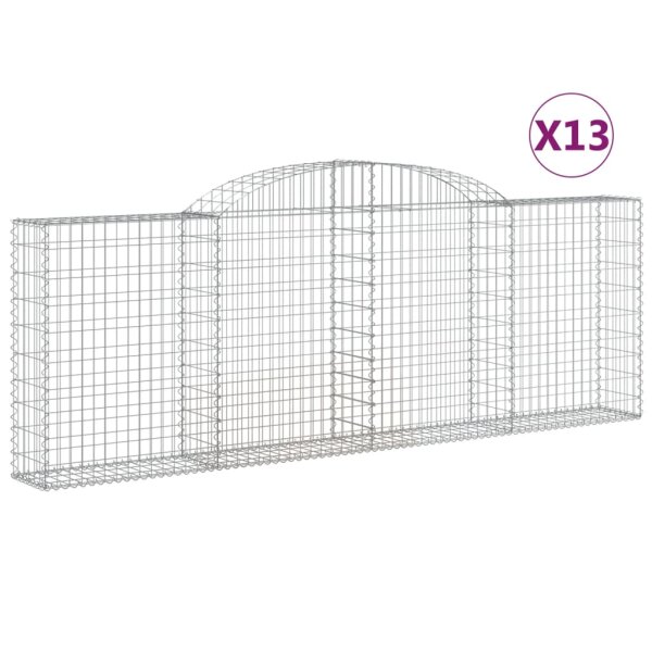 vidaXL Gabionen mit Hochbogen 13 Stk 300x30x100/120cm Verzinktes Eisen