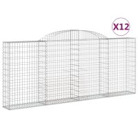 vidaXL Gabionen mit Hochbogen 12 Stk 300x30x120/140cm...