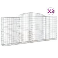 vidaXL Gabionen mit Hochbogen 3 Stk. 300x30x120/140cm...