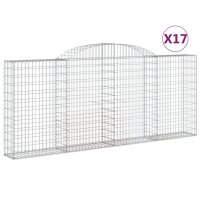 vidaXL Gabionen mit Hochbogen 17 Stk 300x30x120/140cm...