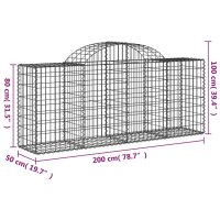 vidaXL Gabionen mit Hochbogen 7 Stk. 200x50x80/100 cm Verzinktes Eisen