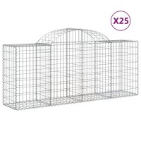 vidaXL Gabionen mit Hochbogen 25 Stk. 200x50x80/100cm...