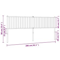 vidaXL Kopfteil Metall Wei&szlig; 200 cm