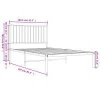 vidaXL Bettgestell mit Kopfteil Metall Schwarz 100x200 cm