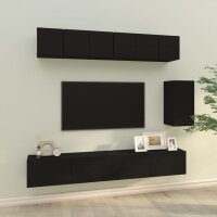 vidaXL 6-tlg. TV-Schrank-Set Schwarz Holzwerkstoff