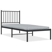 vidaXL Bettgestell mit Kopfteil Metall Schwarz 75x190 cm