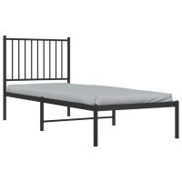 vidaXL Bettgestell mit Kopfteil Metall Schwarz 75x190 cm