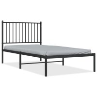 vidaXL Bettgestell mit Kopfteil Metall Schwarz 90x190 cm