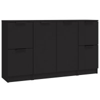 vidaXL Sideboards 3 Stk. Schwarz Holzwerkstoff