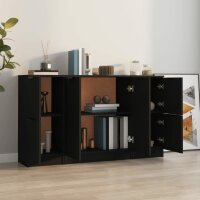 vidaXL Sideboards 3 Stk. Schwarz Holzwerkstoff