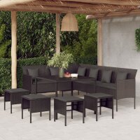 vidaXL 6-tlg. Garten-Essgruppe mit Kissen Schwarz Poly...