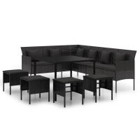 vidaXL 6-tlg. Garten-Essgruppe mit Kissen Schwarz Poly...