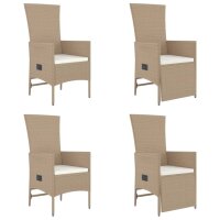 vidaXL 5-tlg. Garten-Essgruppe mit Kissen Beige Poly Rattan