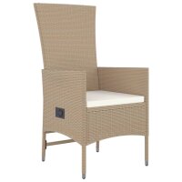 vidaXL 5-tlg. Garten-Essgruppe mit Kissen Beige Poly Rattan