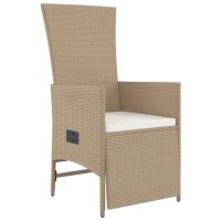 vidaXL 5-tlg. Garten-Essgruppe mit Kissen Beige Poly Rattan