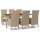 vidaXL 7-tlg. Garten-Essgruppe mit Kissen Beige Poly Rattan