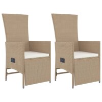 vidaXL 3-tlg. Garten-Essgruppe mit Kissen Beige Poly Rattan