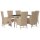 vidaXL 7-tlg. Garten-Essgruppe mit Kissen Beige Poly Rattan