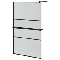 vidaXL Duschwand mit Ablage f&uuml;r Walk-In-Dusche Schwarz 115x195 cm ESG