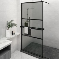 vidaXL Duschwand mit Ablage f&uuml;r Walk-In-Dusche Schwarz 115x195 cm ESG