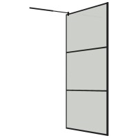 vidaXL Duschwand mit Ablage f&uuml;r Walk-In-Dusche Schwarz 115x195 cm ESG