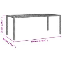 vidaXL 9-tlg. Garten-Essgruppe mit Kissen Grau Poly Rattan