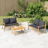 vidaXL 3-tlg. Garten-Lounge-Set mit Dunkelgrauen Kissen...