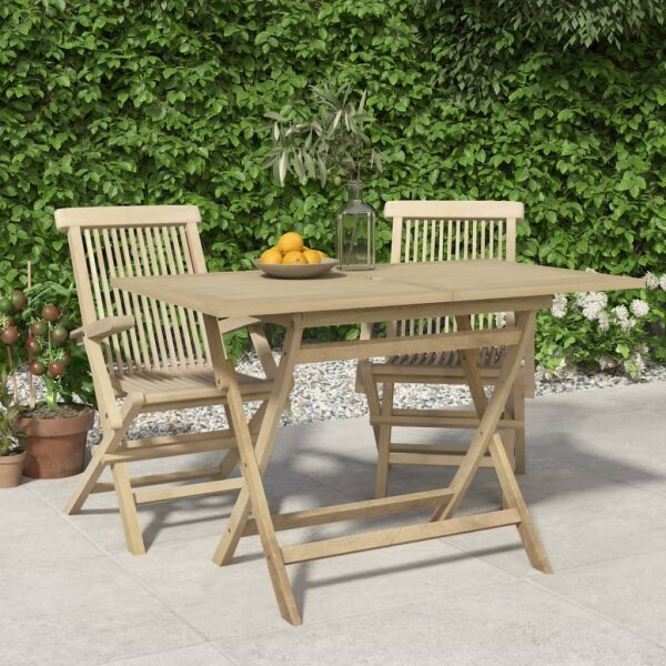 vidaXL Gartentisch Klappbar Grau 120x70x75 cm Massivholz Teak