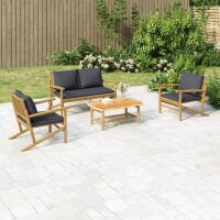 vidaXL 4-tlg. Garten-Lounge-Set mit Dunkelgrauen Kissen Bambus