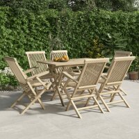 vidaXL Gartenst&uuml;hle 6 Stk. Klappbar Grau 56x61x89 cm Massivholz Teak