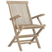 vidaXL Gartenst&uuml;hle 6 Stk. Klappbar Grau 56x61x89 cm Massivholz Teak