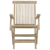 vidaXL Gartenst&uuml;hle 2 Stk. Klappbar Grau 56x61x89 cm Massivholz Teak