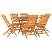 vidaXL 7-tlg. Garten-Essgruppe Massivholz Teak