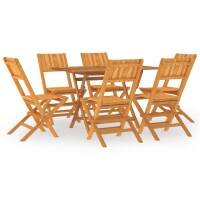 vidaXL 7-tlg. Garten-Essgruppe Massivholz Teak