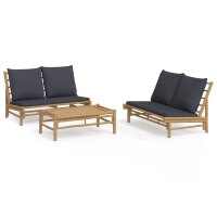 vidaXL 3-tlg. Garten-Lounge-Set mit Dunkelgrauen Kissen...