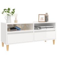 vidaXL TV-Schrank Hochglanz-Wei&szlig; 100x34,5x44,5 cm Holzwerkstoff