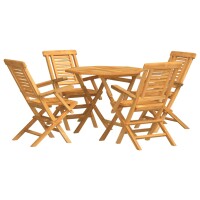 vidaXL 5-tlg. Garten-Essgruppe Massivholz Teak